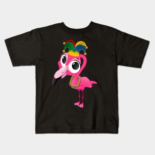 Flamingo Mardi Gras Beads Shirt tee Kids T-Shirt